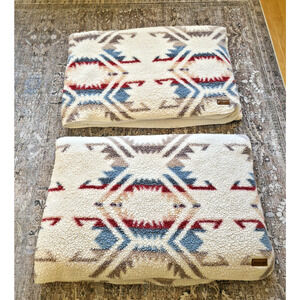 Pendleton Aztec Sherpa Blanket 67x90 Twin Western Lodge Cabin Throw Plush Decor